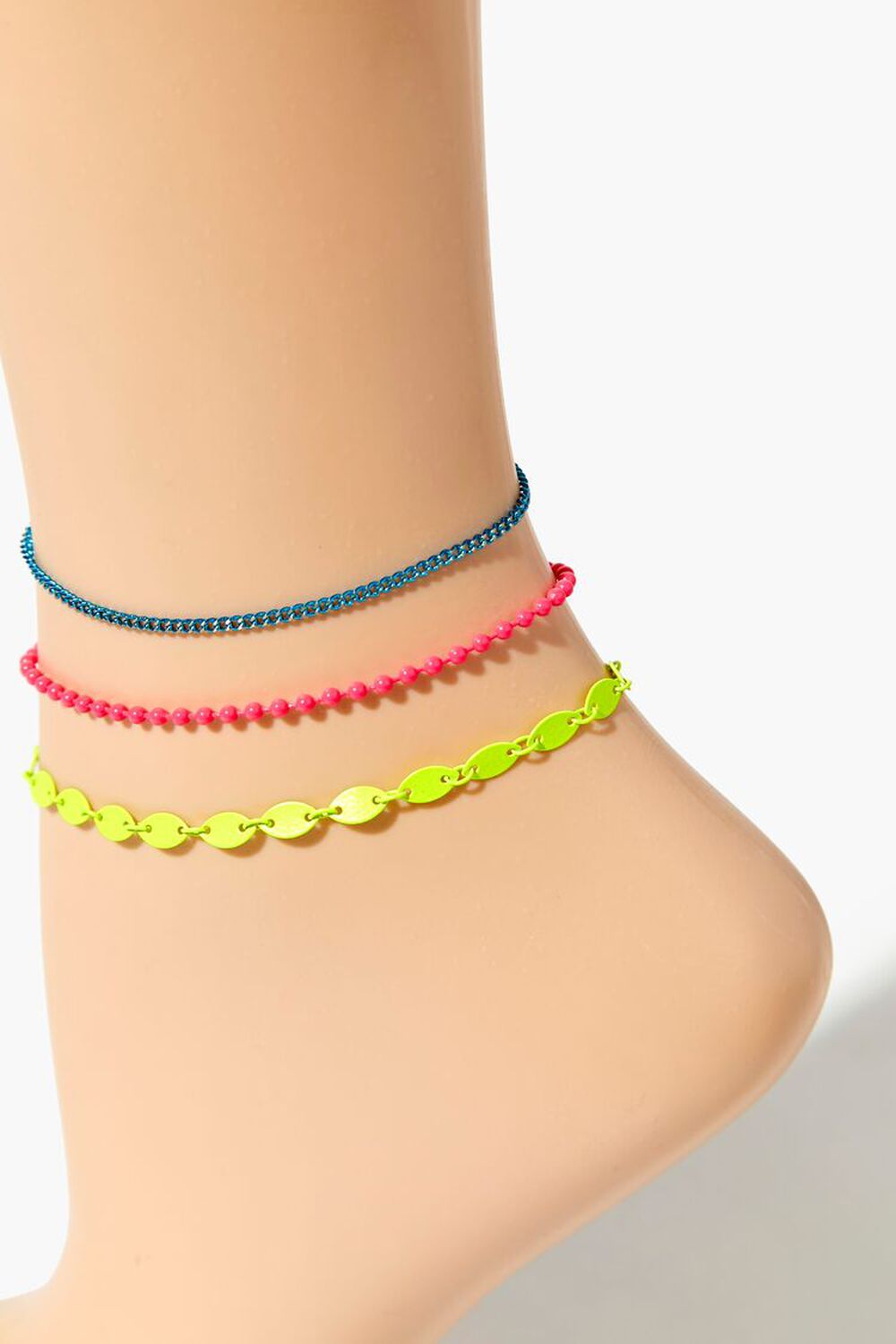 PINK/BLUE Ball Chain Anklet Set, image 1