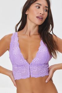 LILAC Floral Lace Hook-and-Eye Bralette, image 1