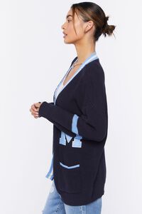 NAVY/MULTI Varsity-Striped Cardigan Sweater, image 2