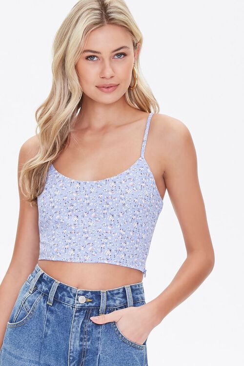 PERIWINKLE/MULTI Ditsy Floral Cropped Cami, image 1