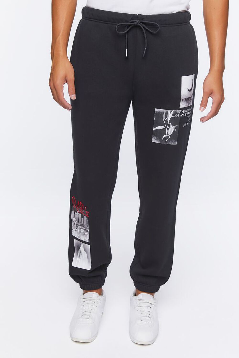 BLACK/MULTI Embroidered Rise Graphic Joggers, image 2
