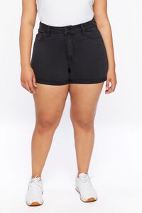 BLACK Plus Size Denim Curvy Shorts, image 2