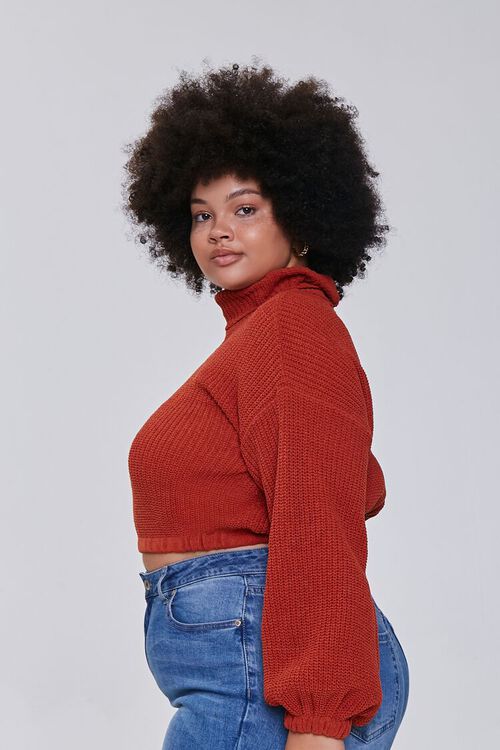 RUST Plus Size Ribbed Turtleneck Sweater, image 2