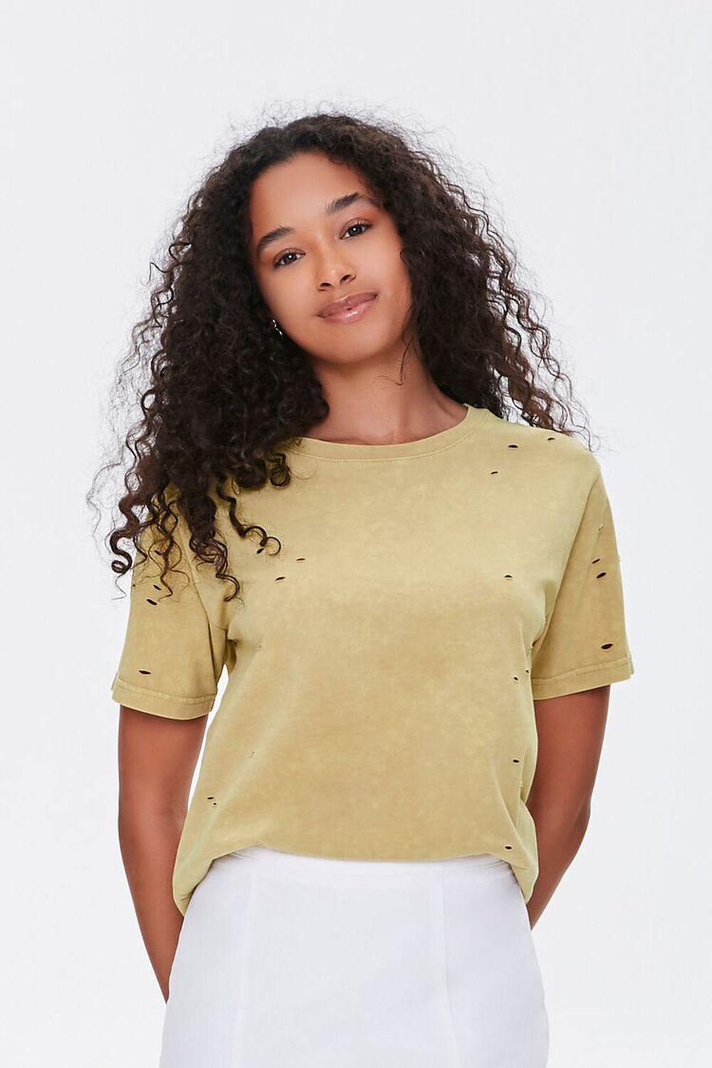 TAUPE Distressed Mineral Wash Tee, image 1