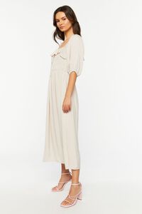 TAUPE Shirred Puff-Sleeve Midi Dress, image 2