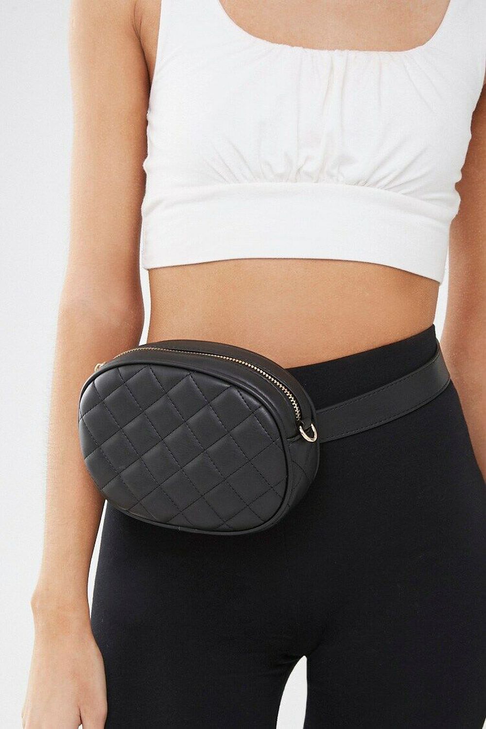 Faux Leather Quilted Belt Bag, image 1