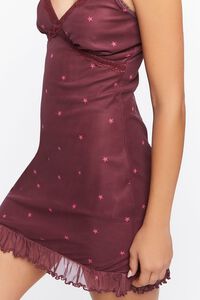 BURGUNDY/PINK Star Print Mesh Mini Dress, image 5