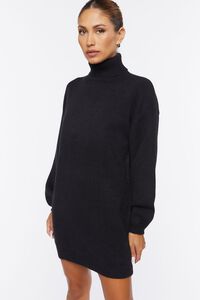 BLACK Turtleneck Mini Sweater Dress, image 1