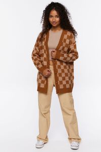 BROWN/MULTI Checkered Cardigan Sweater, image 4