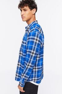 BLUE/MULTI Flannel Plaid Curved-Hem Shirt, image 2
