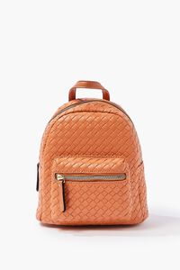 Basketwoven Faux Leather Backpack, image 1