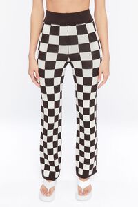 BROWN/MULTI Sweater-Knit Checkered Crop Top & Pants Set, image 6