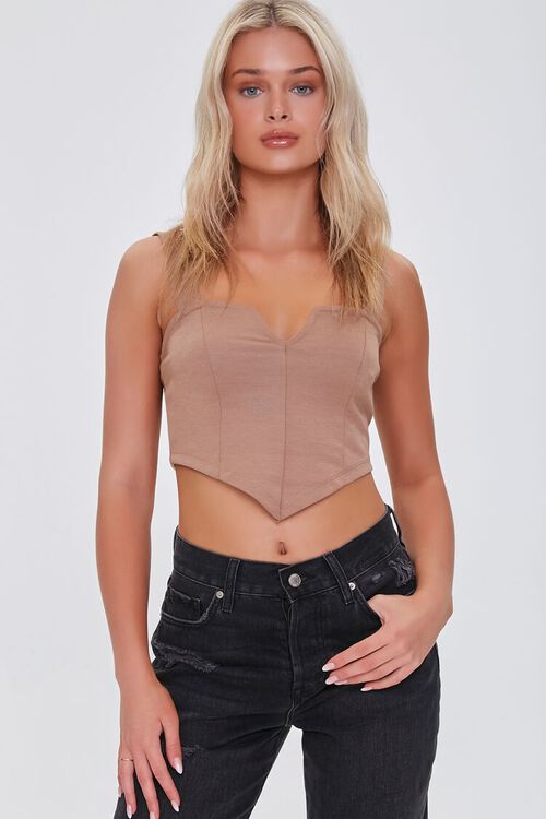 TAUPE Notched Crop Top, image 1