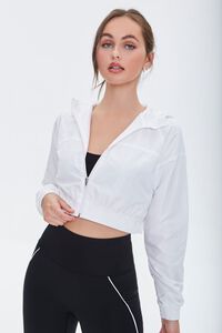 WHITE Active Hooded Zip-Up Jacket, image 1