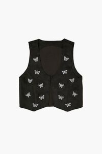 BLACK/WHITE Girls Butterfly Print Vest (Kids), image 1