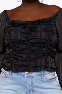 BLACK Plus Size Striped Peasant-Sleeve Top, image 5