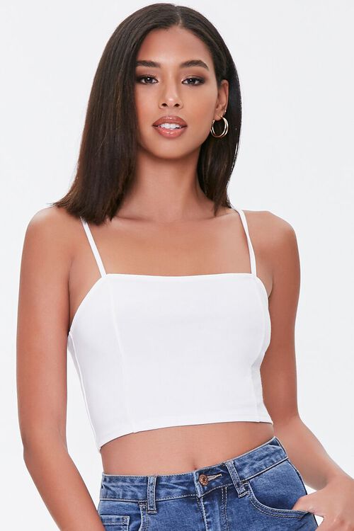 WHITE Cropped Seamed Cami, image 1