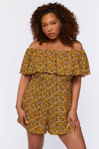 YELLOW/MULTI Plus Size Floral Off-the-Shoulder Romper, image 1