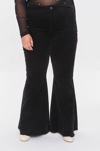 BLACK Plus Size Velveteen Flare Pants, image 2