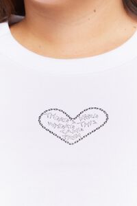 WHITE/MULTI Plus Size Heart Mesh-Sleeve Combo Tee, image 5