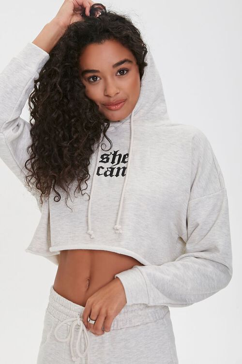 HEATHER GREY/BLACK She Can Graphic Hoodie, image 1
