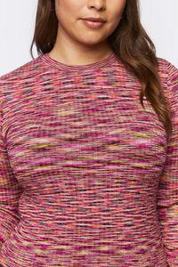 MERLOT/MULTI Plus Size Space Dye Sweater-Knit Top, image 5