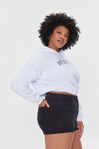 WHITE/MULTI Plus Size Embroidered Beverly Hills Hoodie, image 2
