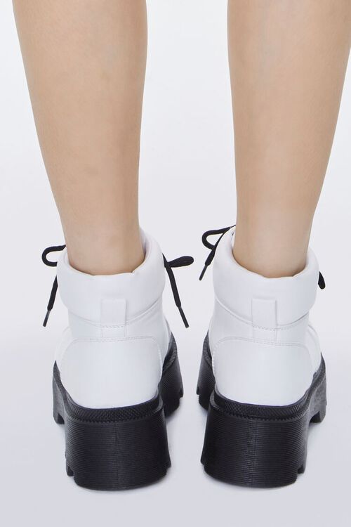WHITE Faux Leather Lace-Up Booties, image 3