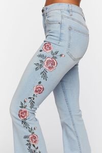 MEDIUM DENIM Floral Flare-Leg Jeans, image 4