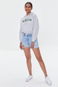 HEATHER GREY/GREEN Embroidered Montauk Cropped Hoodie, image 4