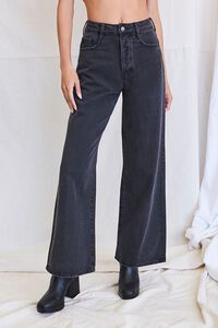 WASHED BLACK Faded High-Rise Wide-Leg Jeans, image 2