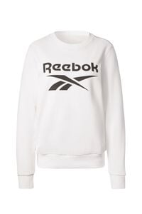 WHITE/BLACK Reebok Identity Logo French Terry Crew Sweatshirt, image 4