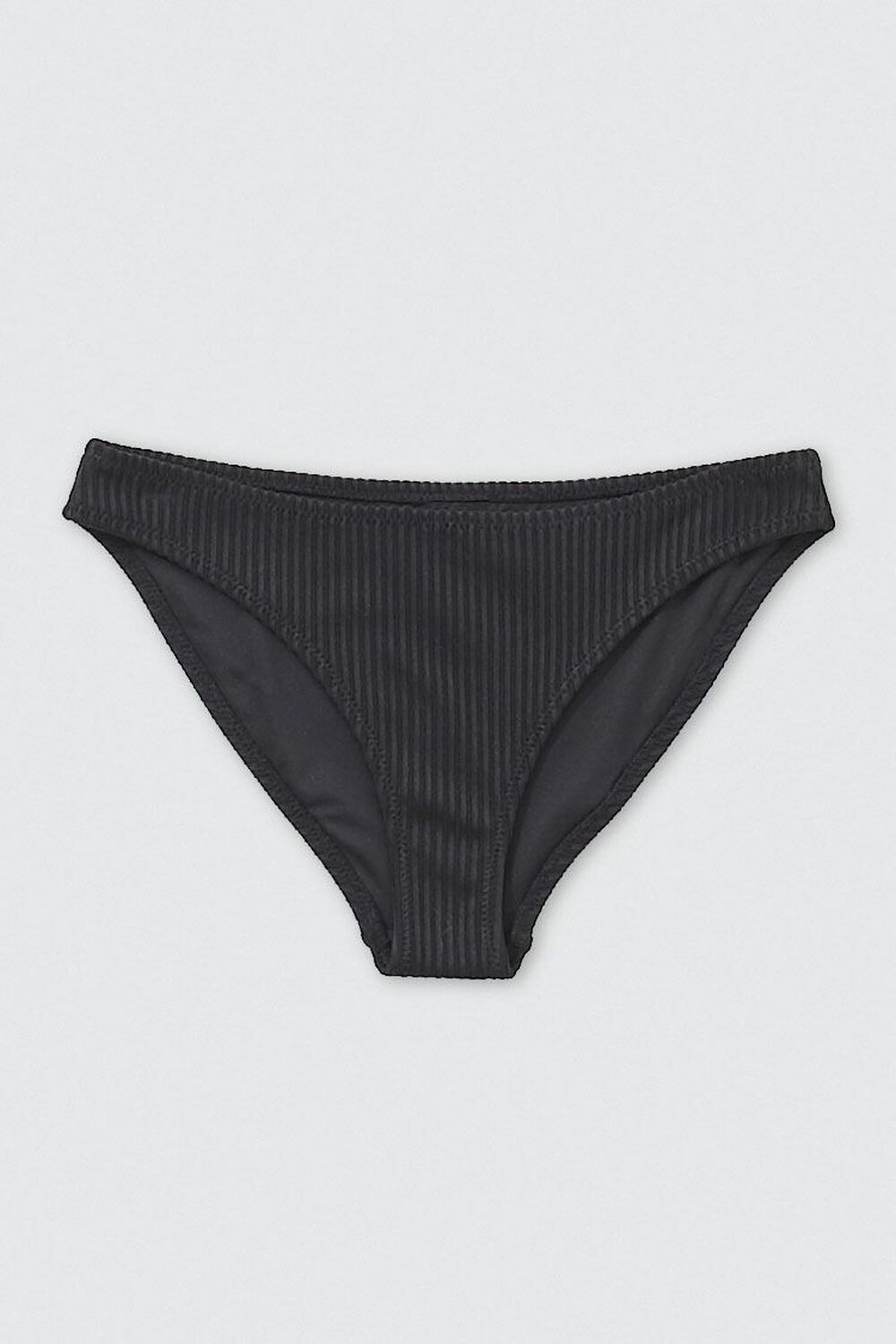 BLACK Ribbed Knit Bikini Bottoms, image 1
