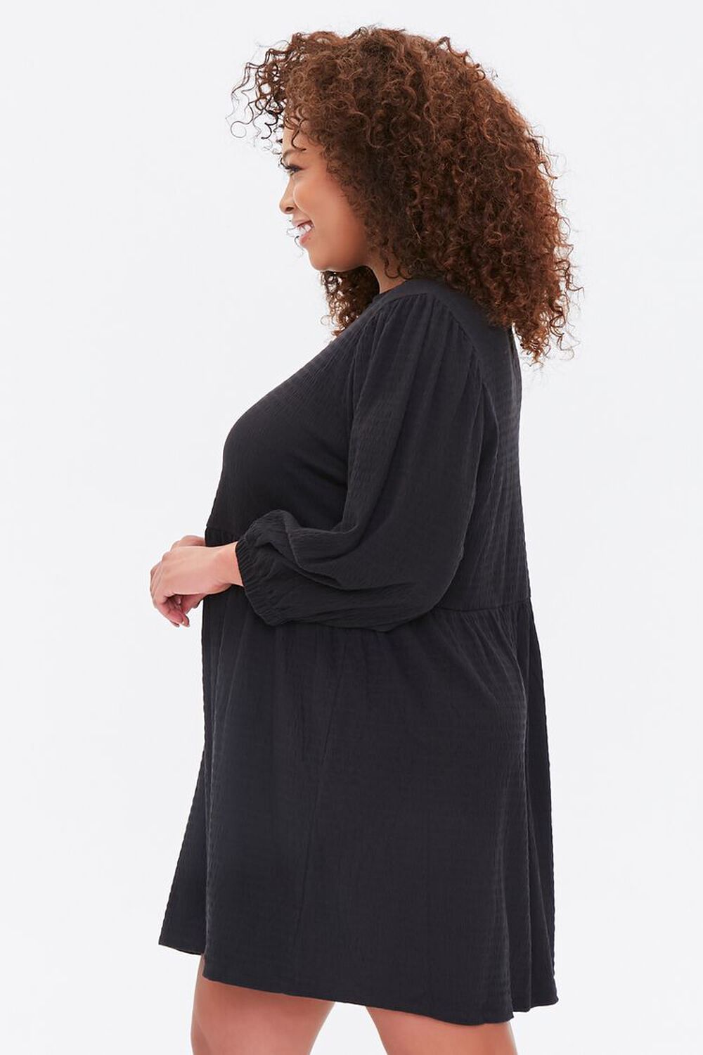 BLACK Plus Size Textured Mini Dress, image 2
