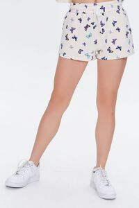 CREAM/MULTI Butterfly Print French Terry Shorts, image 2