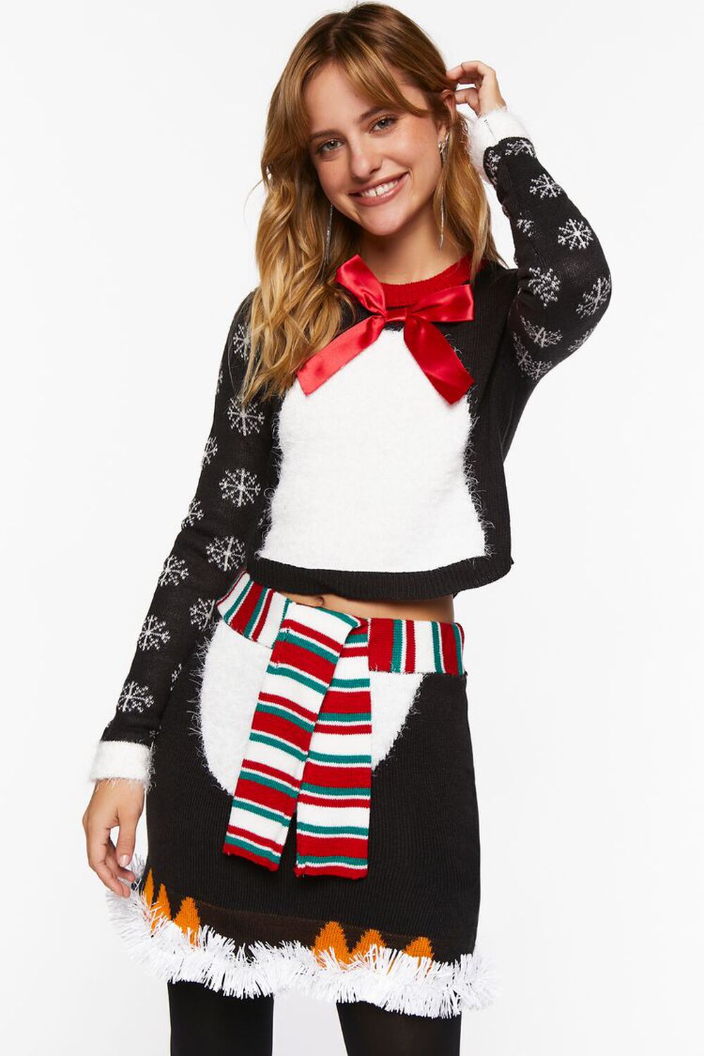 BLACK/MULTI Penguin Sweater & Skirt Set, image 2