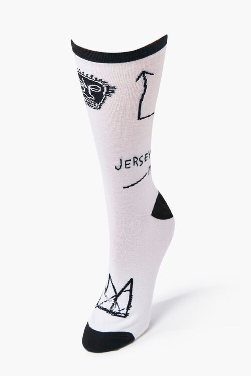 WHITE/BLACK Men Jean-Michel Basquiat Crew Socks, image 1