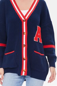 NAVY/RED Varsity-Striped Cardigan Sweater, image 5