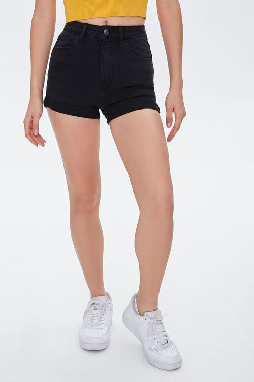 BLACK Curvy-Fit Denim Shorts, image 2
