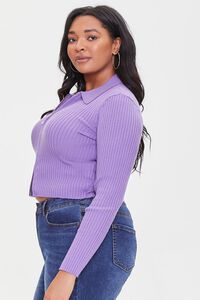 VIOLET Plus Size Ribbed Zip-Up Sweater, image 2