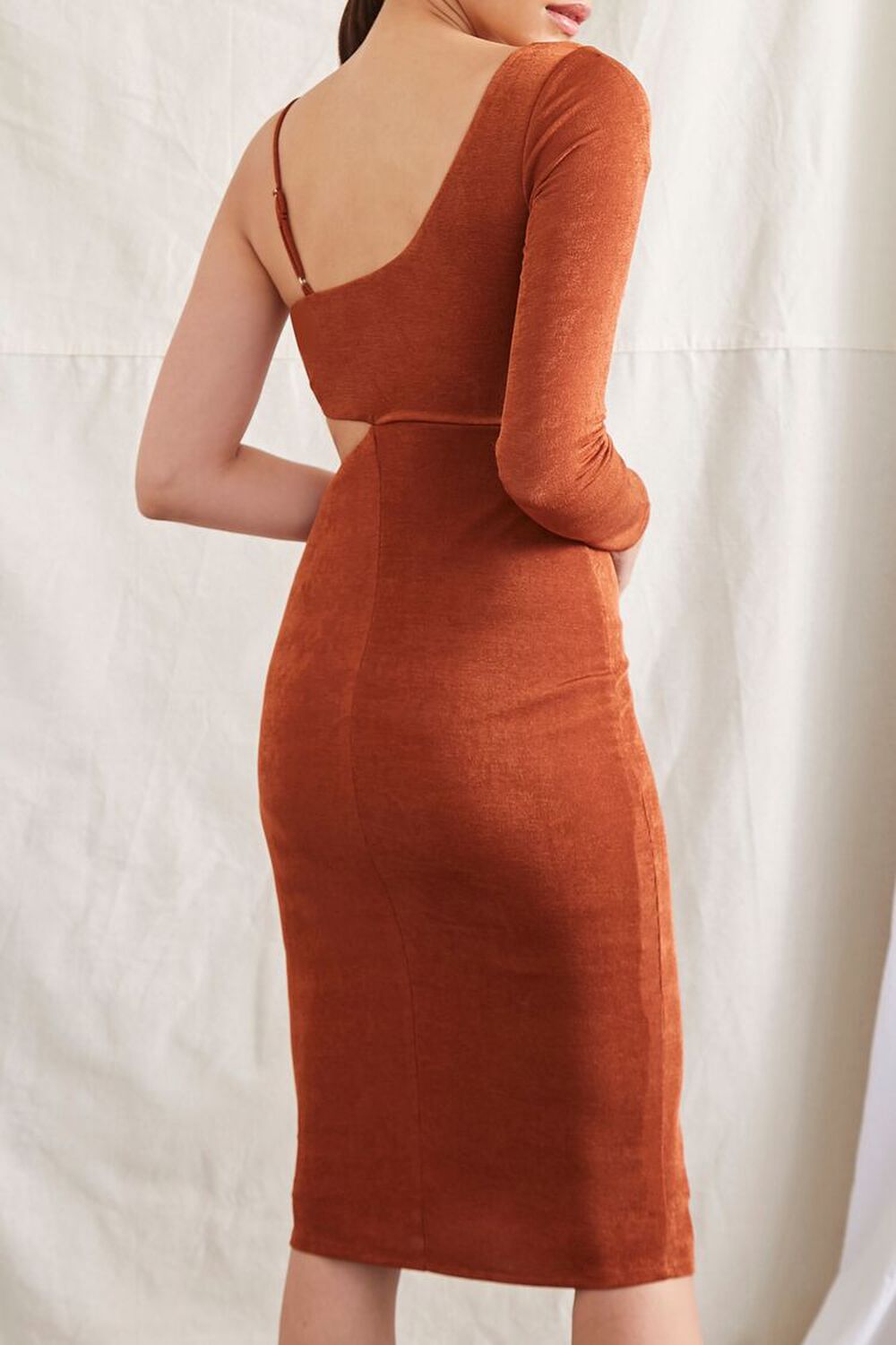 BROWN One-Sleeve Cutout Mini Dress, image 3