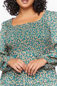 GREEN/MULTI Plus Size Floral Print Mini Dress, image 5