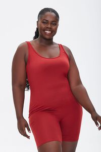 RUST Plus Size Fitted Tank Romper, image 1