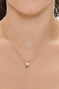 GOLD Floral Charm Chain Necklace, image 1