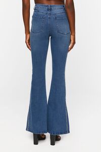 MEDIUM DENIM Rhinestone-Trim High-Rise Flare Jeans, image 4