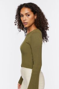 OLIVE Ribbed Bell-Sleeve Crop Top, image 2