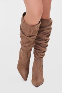 TAUPE Faux Suede Slouch Boots, image 4