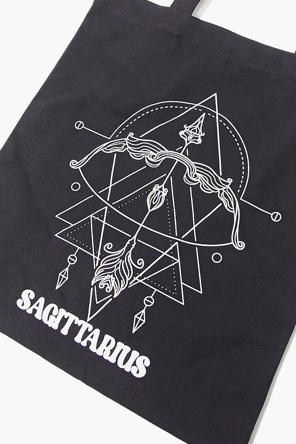 SAGITTARIUS/BLACK Zodiac Graphic Tote Bag, image 3