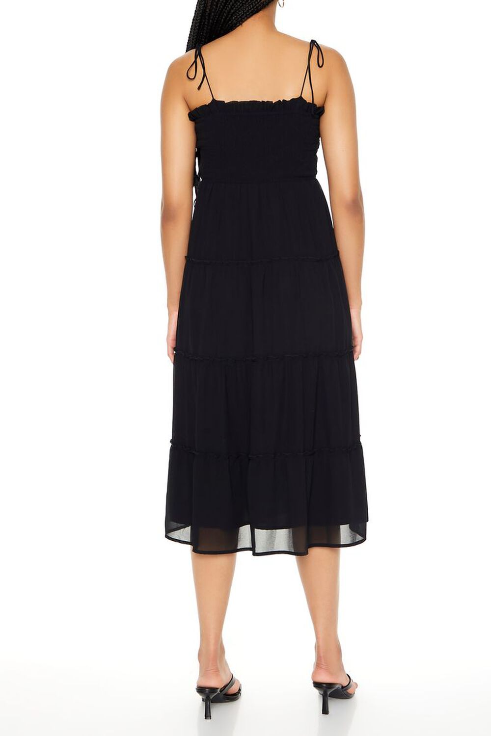 BLACK Tiered Self-Tie Cami Midi Dress, image 3