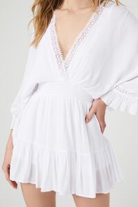 WHITE Crepe Butterfly-Sleeve Mini Dress, image 5
